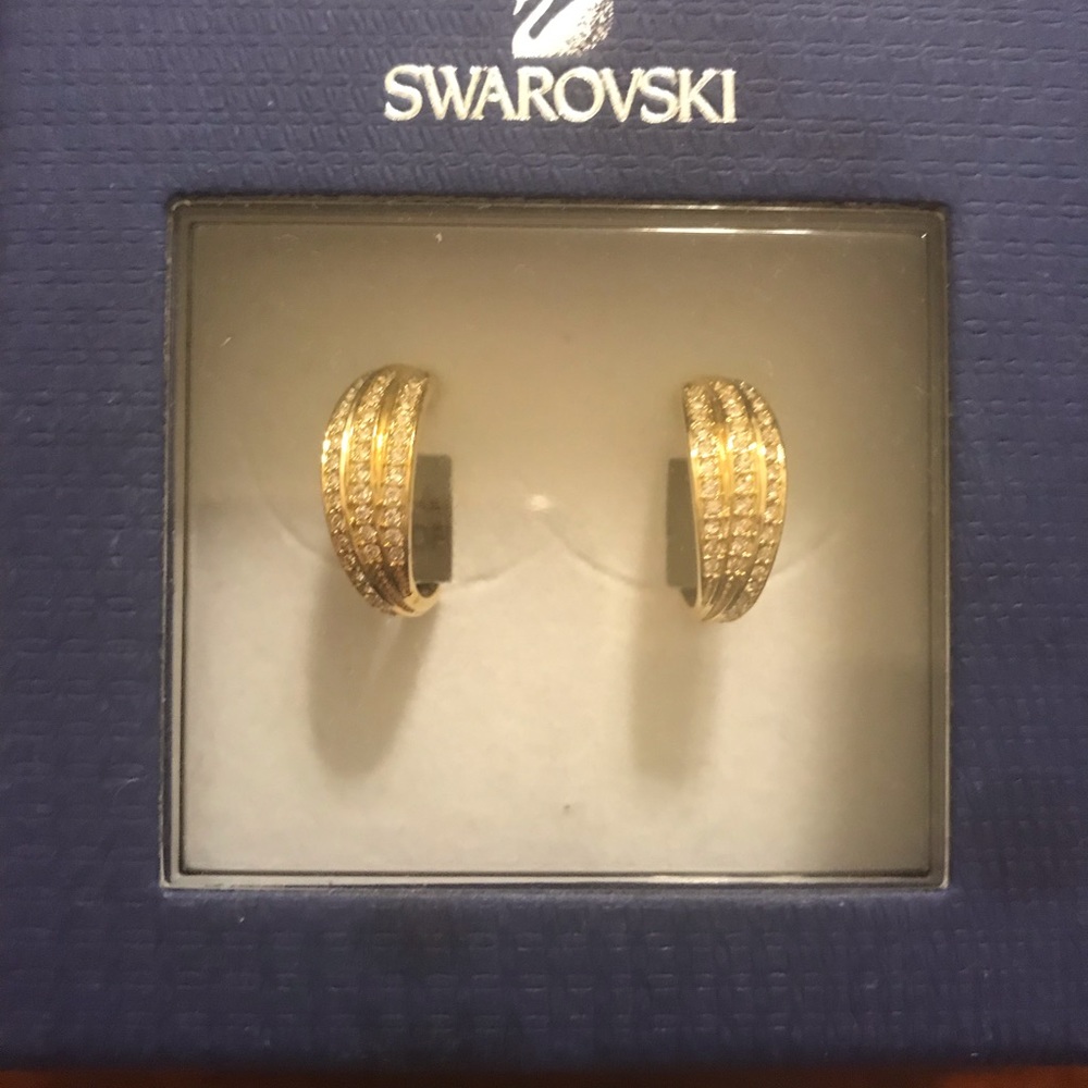 Gold Swarovski hoop earrings